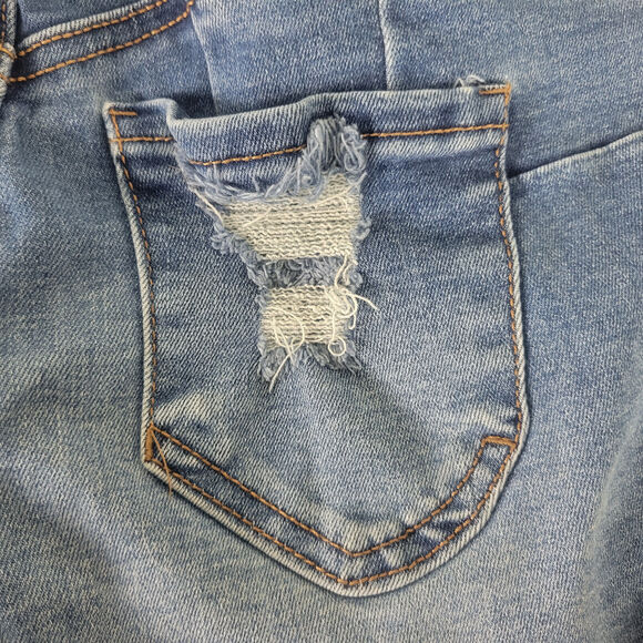 Ibiza Denim Shorts Junior 3 Blue Jean High Rise Push Up Triple Button Distressed - Picture 13 of 14